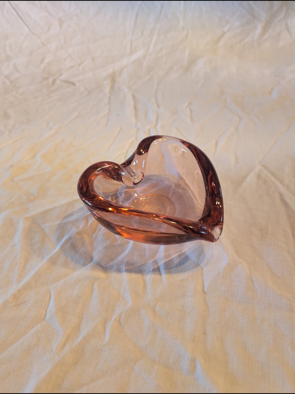 2/60$ Murano Pink Heart-Shaped Glass Bowl/ Trinket Dish